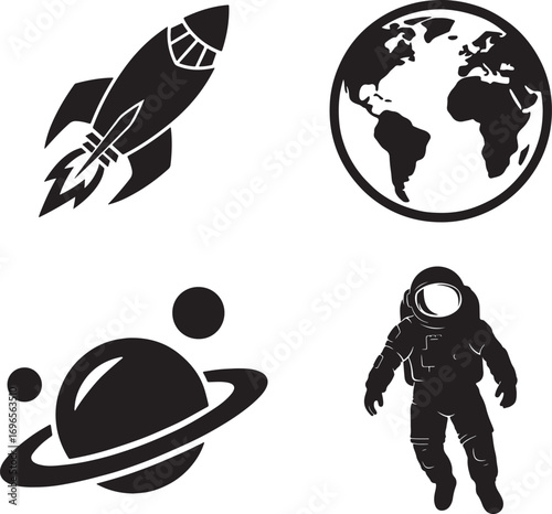 Space and Astronaut SVG Bundle Rocket Planets and Astronaut Designs