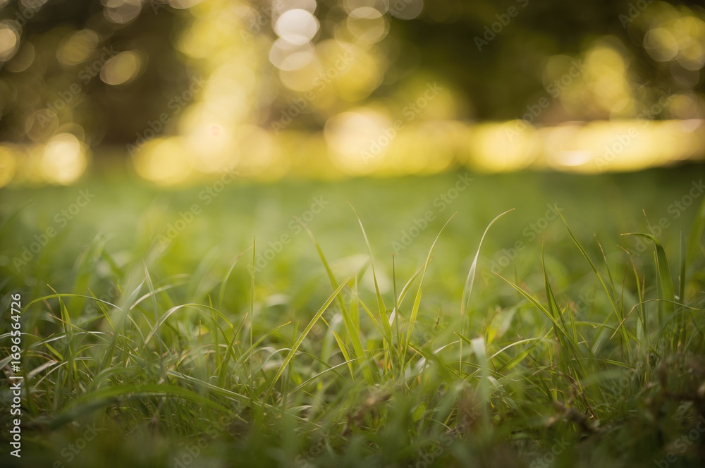 Naklejka premium Blurred grass with natural park scenery
