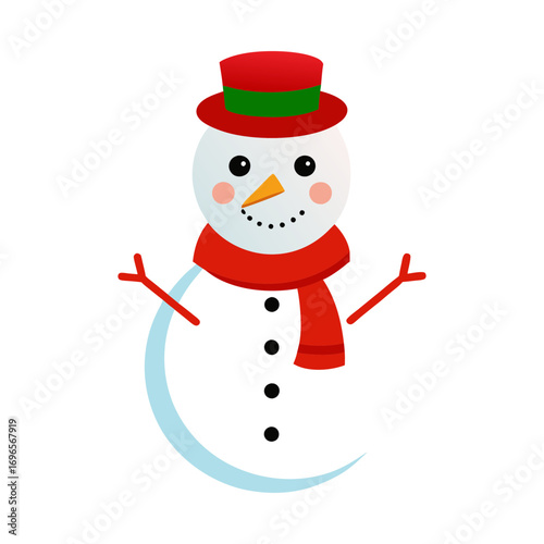 vector snowman with broom