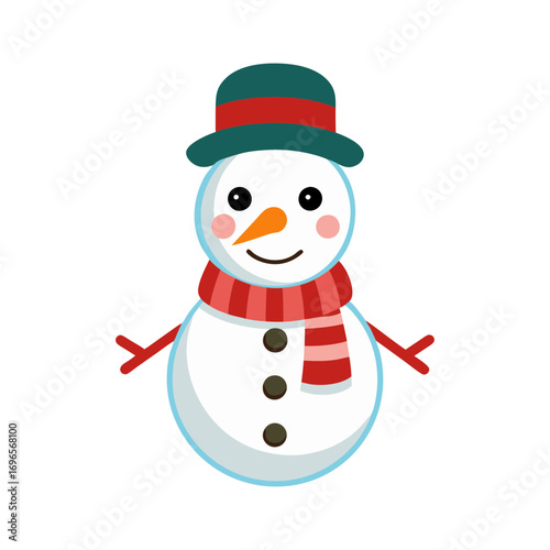 vector snowman with broom