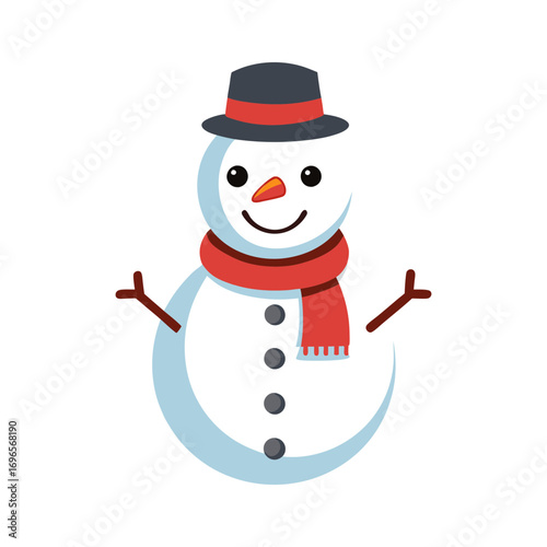 vector snowman with broom