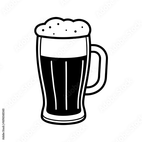 vector glass of beer isolated line art