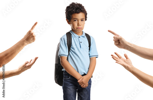 Canvas-taulu Adult hands scolding and accusing a sad kid