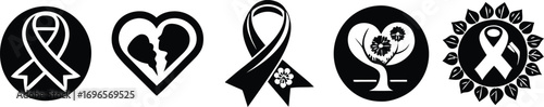 Leukemia awareness ribbons and hearts cancer support symbols collection vector