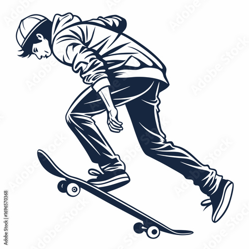 Silhouette skateboard isolated on white background, Skateboard icon silhouette vector