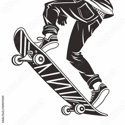 Silhouette skateboard isolated on white background, Skateboard icon silhouette vector
