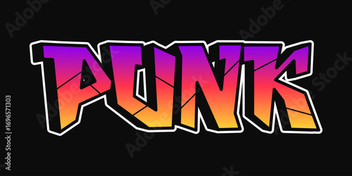 Punk graffiti art with vibrant colors on black background