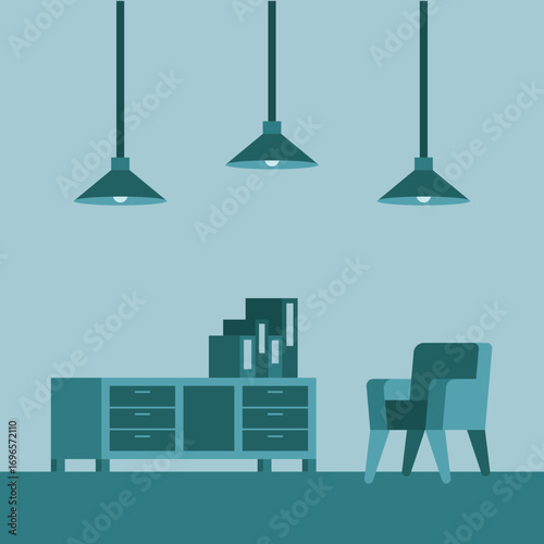 modern interior design of a reading room flat illustration design