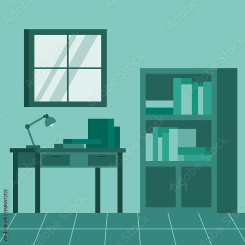 modern interior design of a study room flat illustration design