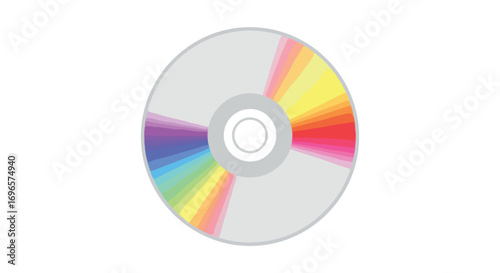 Colorful digital disc with spectral segments for data storage and artistic design applications showcasing technological aesthetics and modern