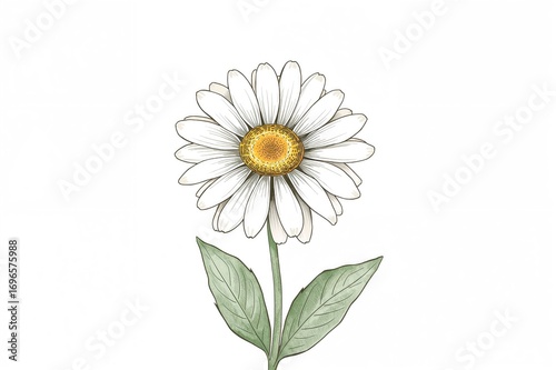 Wallpaper Mural Illustrated hand-drawn blossoming daisy Torontodigital.ca