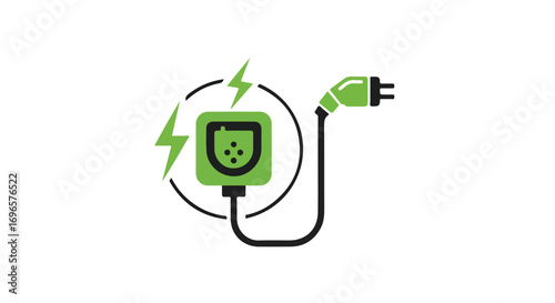 Electric car charging station icon depicting green energy and sustainable transport solutions for a cleaner environment future transportation system