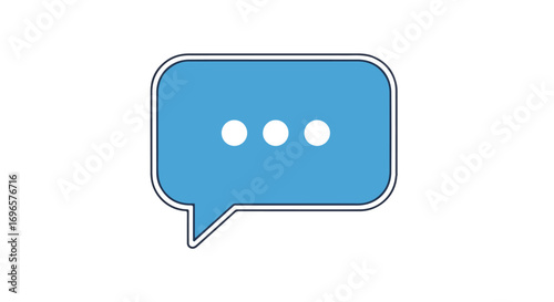 Stylized light blue speech bubble icon with ellipsis inside for messaging concepts