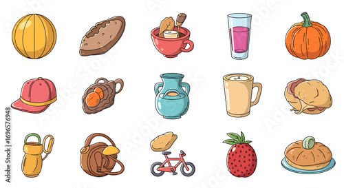 Whimsical Cartoon Still Life: A Collection of Charming Objects