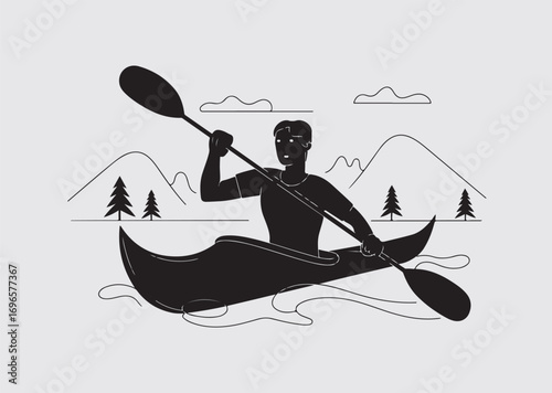 Black woman canoe plate vector icon, vector silhouette