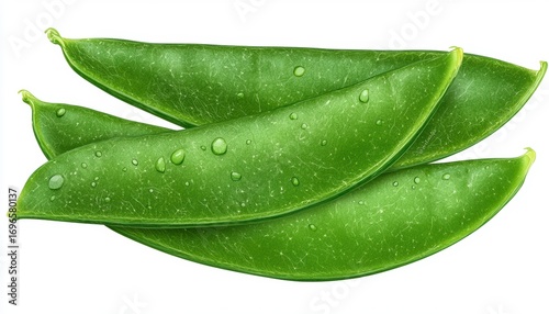 Fresh Green Sugar Snap Pea Pods Isolated on White