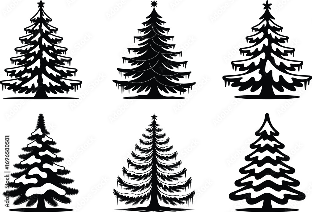 Obraz premium Winter Pine & Christmas Tree Silhouette Designs | SVG Cut Files