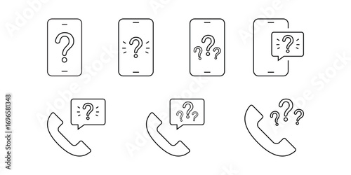 question. to ask questions. icons. look for answers to questions. frequently asked questions. icon with questions. banner. advertisement. black lines.