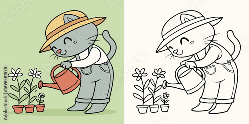Vector cartoon illustration of a funny smiling boy doctor character drawing for a coloring book for kids
