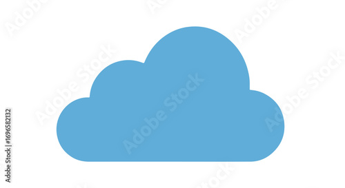 Simple light blue cloud graphic illustration, an atmospheric symbol with smooth edges isolated against a white background showcasing clean vector