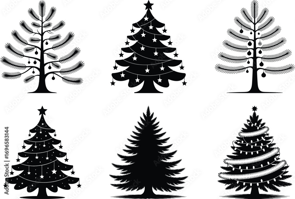 Obraz premium Christmas Tree Silhouette Bundle | Festive Holiday SVG Cut Files