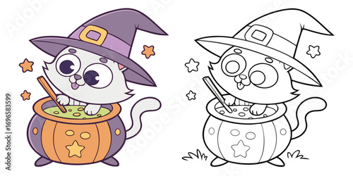 A fun cartoon vector illustration of an owl teacher with pupils and a cat