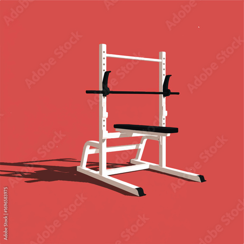 Weightlifting bench equipment minimal illustration for gym studio or personal training concept graphic fitness machine