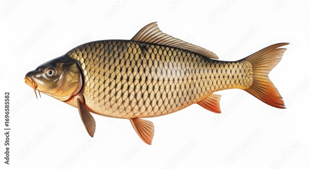 Fototapeta premium A common carp fish isolated on white background