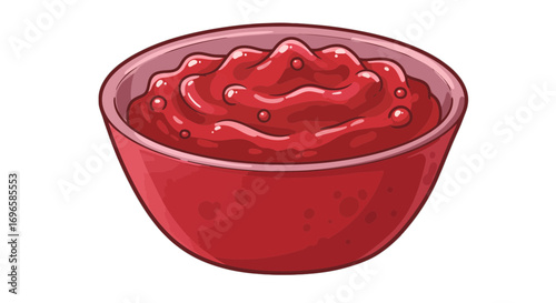 Delicious red sauce in bowl tomato sauce pasta sauce condiment food illustration tasty cuisine gourmet dish on transparent background