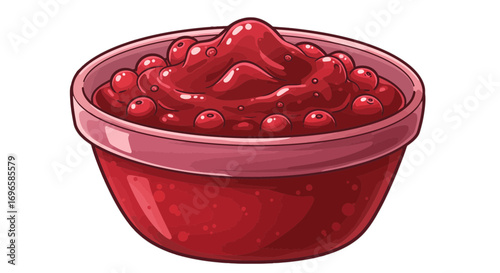 Bowl of delicious red cranberry sauce dessert food holiday thanksgiving christmas festive sweet treat on transparent background