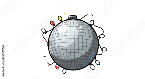 Disco ball party light celebration mirror ball festive ornament decoration holiday sparkle fun on transparent background