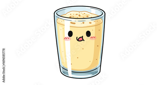 Kawaii drink smoothie illustration cute beverage refreshment delicious dessert sweet treat healthy food cartoon on transparent background