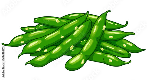 Fresh green edamame pods pile healthy snack vegetarian appetizer vegan cuisine asian food illustration on transparent background