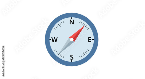 Vector illustration representing a navigational compass showing north, east, south and west directions, precision instrument