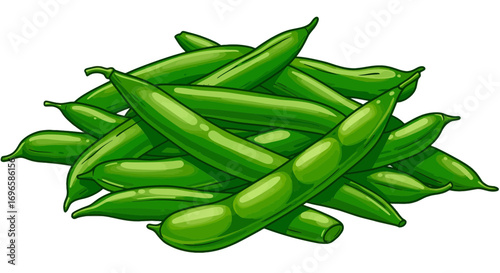 Fresh green beans pile vegetable healthy eating nutritious ingredient culinary cooking food photography on transparent background