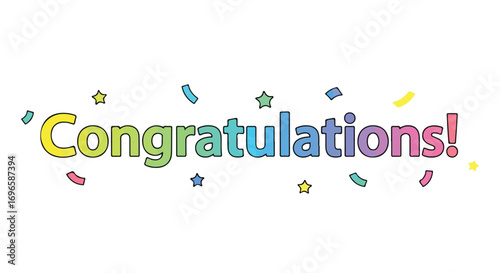 Vibrant congratulations greeting message with celebratory confetti, perfect for any kind of achievements or celebrating special occasions