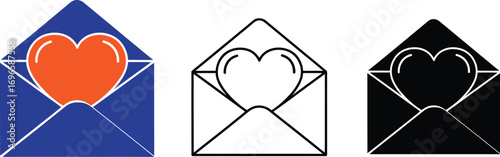 Open envelope with a vibrant heart symbol, symbolizing love and communication