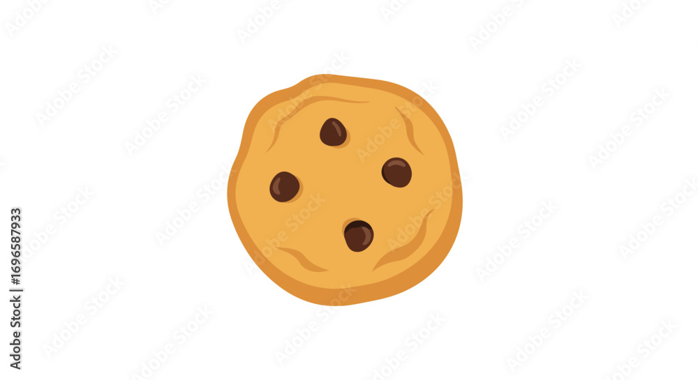 Fototapeta premium Delicious chocolate chip cookie illustration on a white background, perfect for designs and culinary-themed projects that need a touch of sweetness