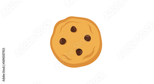 Delicious chocolate chip cookie illustration on a white background, perfect for designs and culinary-themed projects that need a touch of sweetness