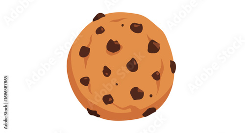 Delicious chocolate chip cookie illustration with a soft texture and a tempting look perfect for dessert themed designs and culinary projects