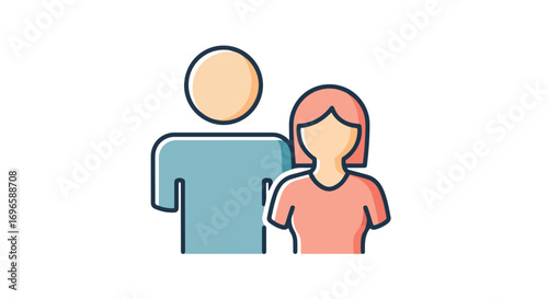 Stylized icon depicting a couple standing together in a minimalist graphic style suitable for various applications
