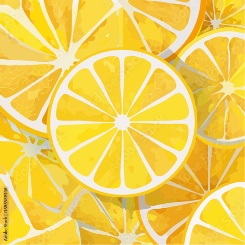 Bright Yellow Lemon Slices Citrus Fruit Background