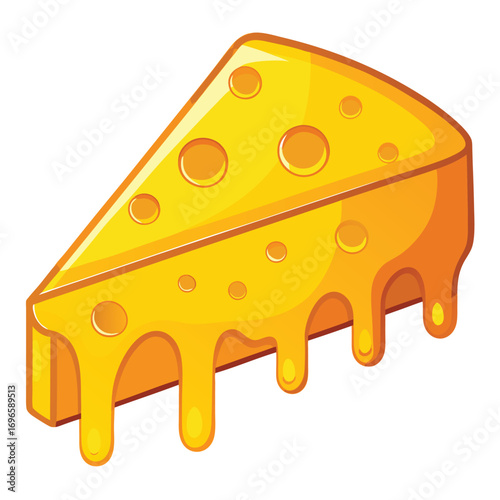 Hard porous cheese big head and sliced piece vector illustration