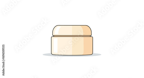 Minimalist vector illustration of a closed cream jar, suitable for beauty and personal care product advertisement on light background