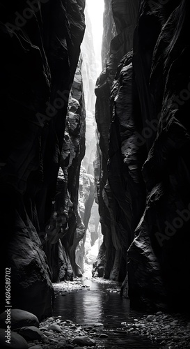 Exploring the Industrial Canyon A Majestic Black and White Landscape