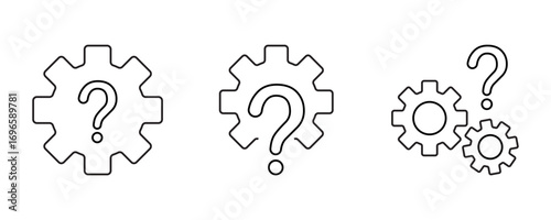 question. to ask questions. icons. look for answers to questions. frequently asked questions. icon with questions. banner. advertisement. black lines.