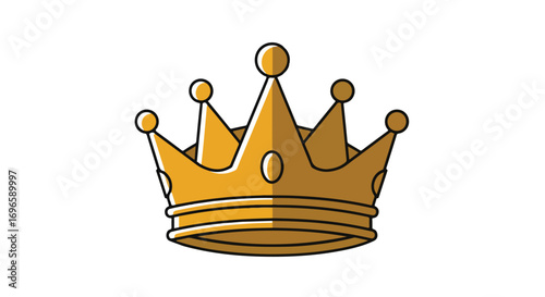 Golden crown illustration, stylized royal headwear with ornamental design and regal representation for decorative purposes, a symbol of power