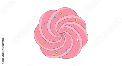 Stylized Pink Meringue Rose with Sprinkle Accents for Sweet Designs and Confectionery Artwork