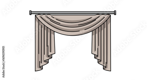 Elegant valance window treatment showcases flowing fabric and symmetrical design element for interior decoration