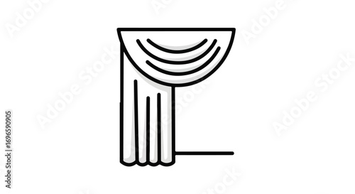 Elegant white curtain with graceful swag, a symbol of sophisticated interior design and theatrical flair, against a pristine backdrop